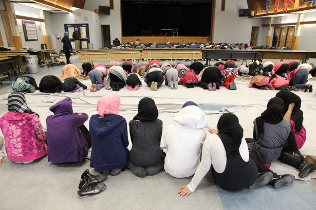 Muslims at prayer Valley Park Middle School cafeteria